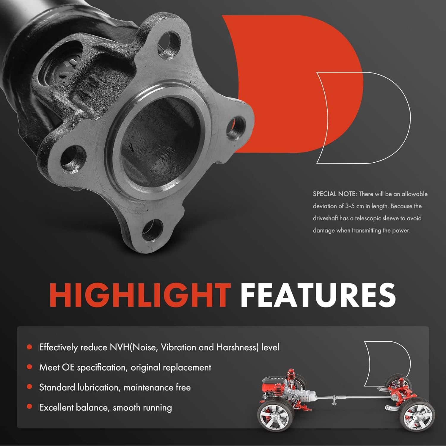 A-Premium 60.63" Rear Drive Shaft Driveshaft Assembly Compatible with Nissan 1988-1994 D21, L4 2.4L, Standard Cab Pickup, RWD, Manual Transmission, 104.3" Wheelbase, Replace# 3700003G01, Prop Shaft
