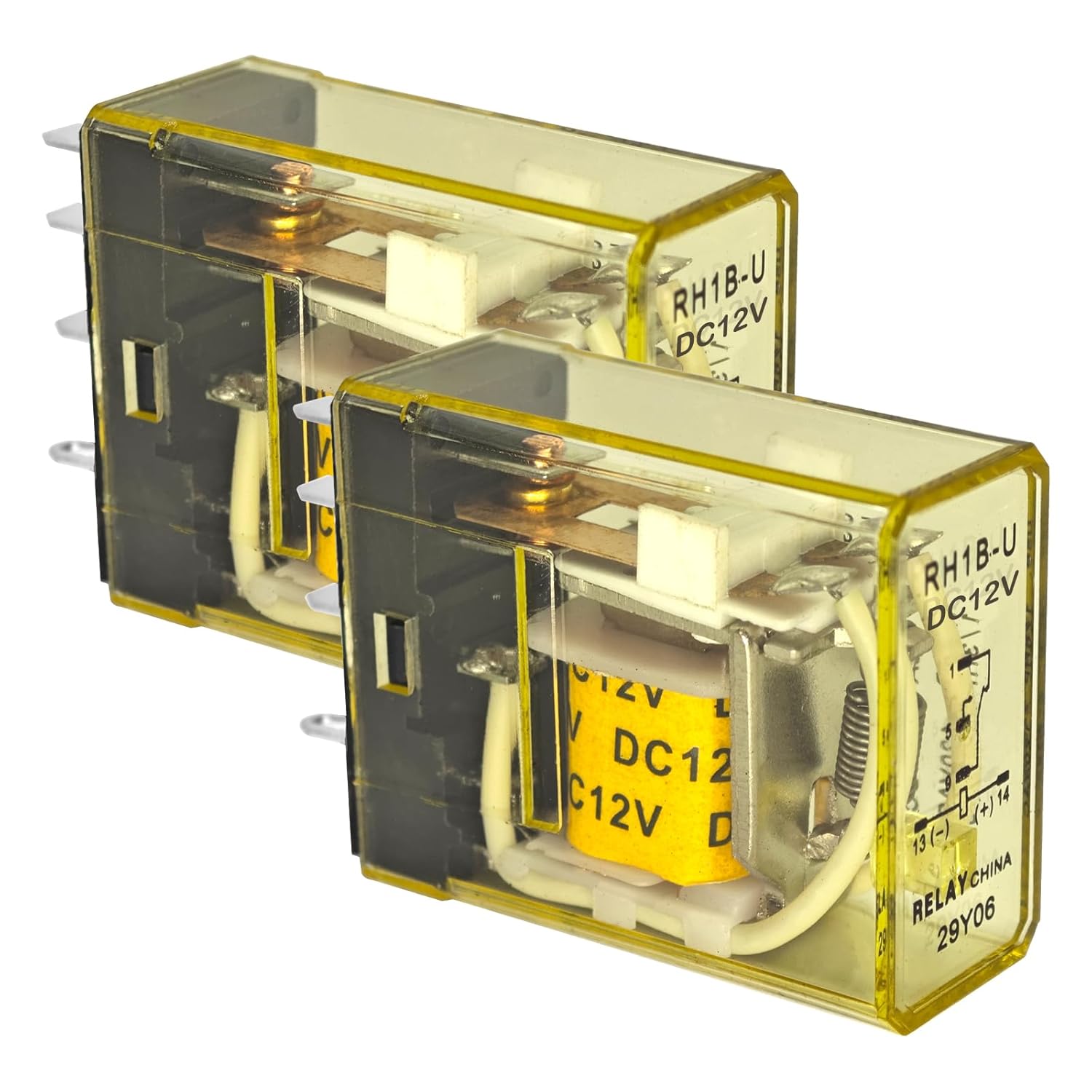 RH1B-UDC12V Power Relay (Pack of 2) - SPDT, 12VDC, 10A, UL Certified, Plug-in Power Relay