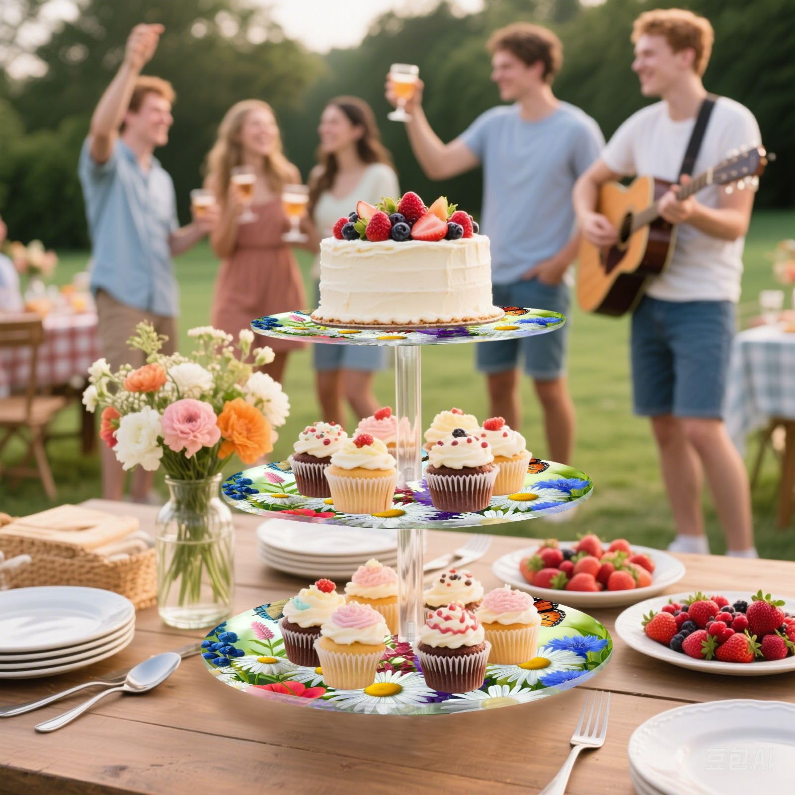 STAYTOP 3-Tier Cupcake Stand,Angry Dragon Cake Stand Holder, Tiered DIY Cupcake Stand Tower for Dessert Table Displays,Birthday,Weddings, Parties Events