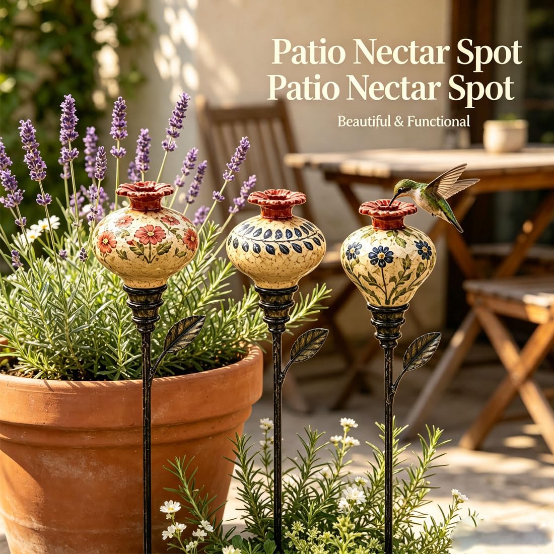 Picchetto Da Giardino Vintage In Ceramica Per Mangiatoia Per Colibrì (#D)