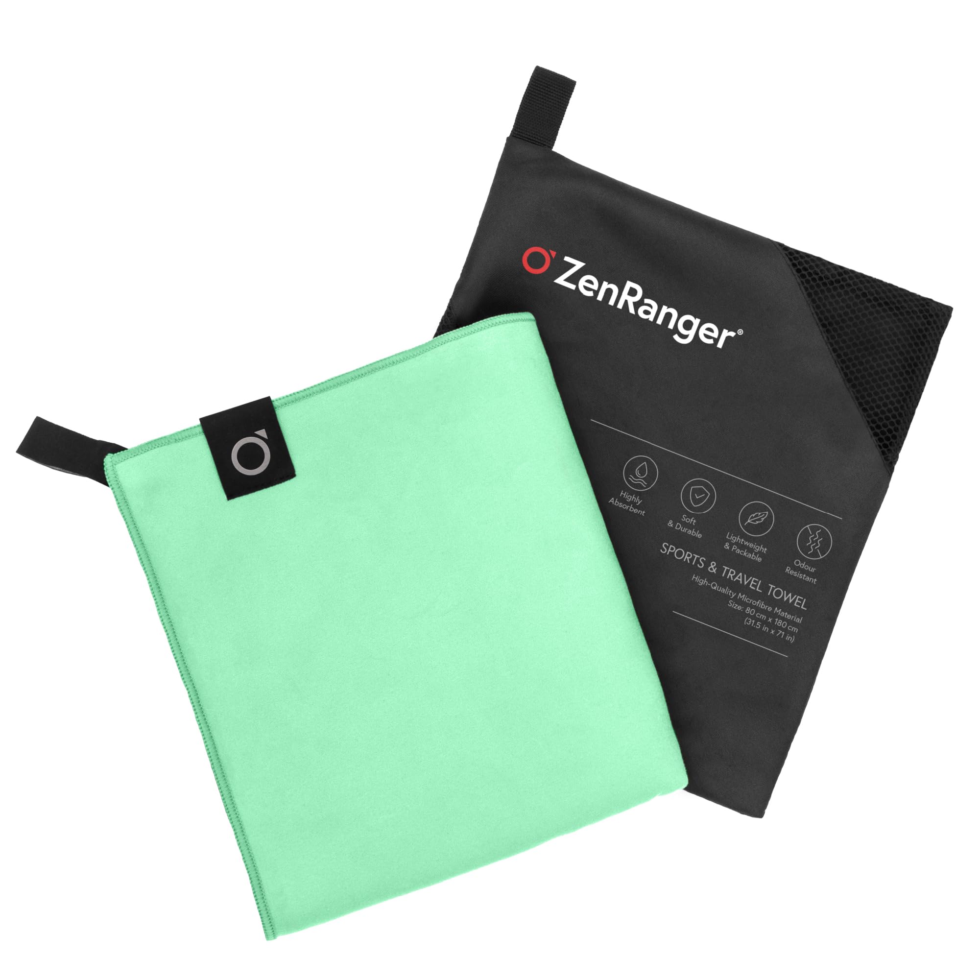 Zenranger Fresh Mint Microfibre Travel & Sports Towel (180 Cm X 80 Cm) – Highly Absorbent, Soft & Durable, Lightweight & Packable, Odour Resistant – For Camping, Hiking, Beach, Yoga, Swimming (Fresh Mint)