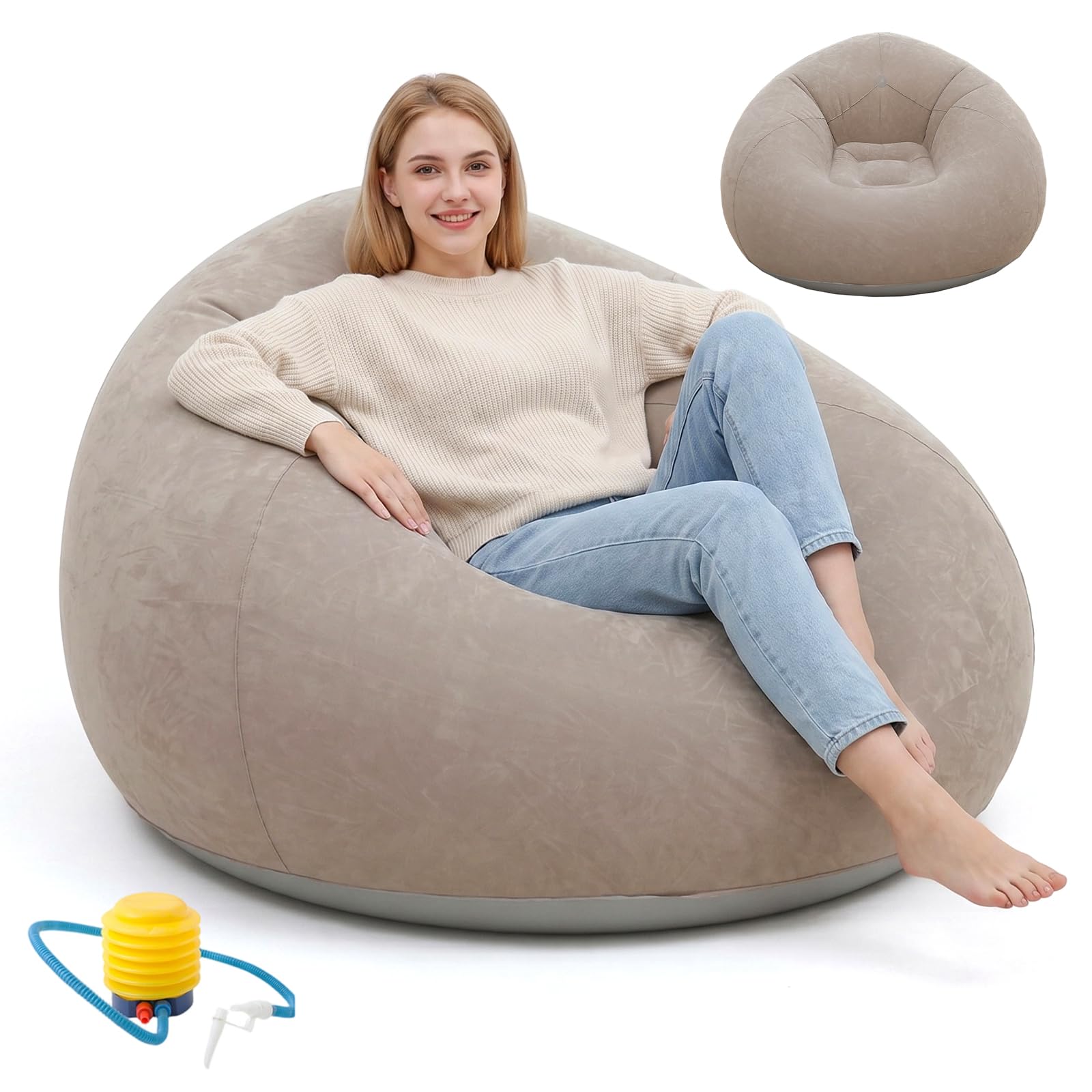 Aufblasbares Sessel Sitzsack, Tragbares Aufblasbares Luftsofa, Aufblasbarer Liegestuhl Outdoor Camping Strand und Pool, Wasserdichtes Tragbar Bequem