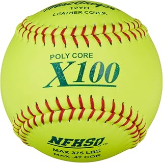 MacGregor NFHS Approved 12-Inch Fast Pitch Softballs - One Dozen Yellow Leather Cover for Official Games