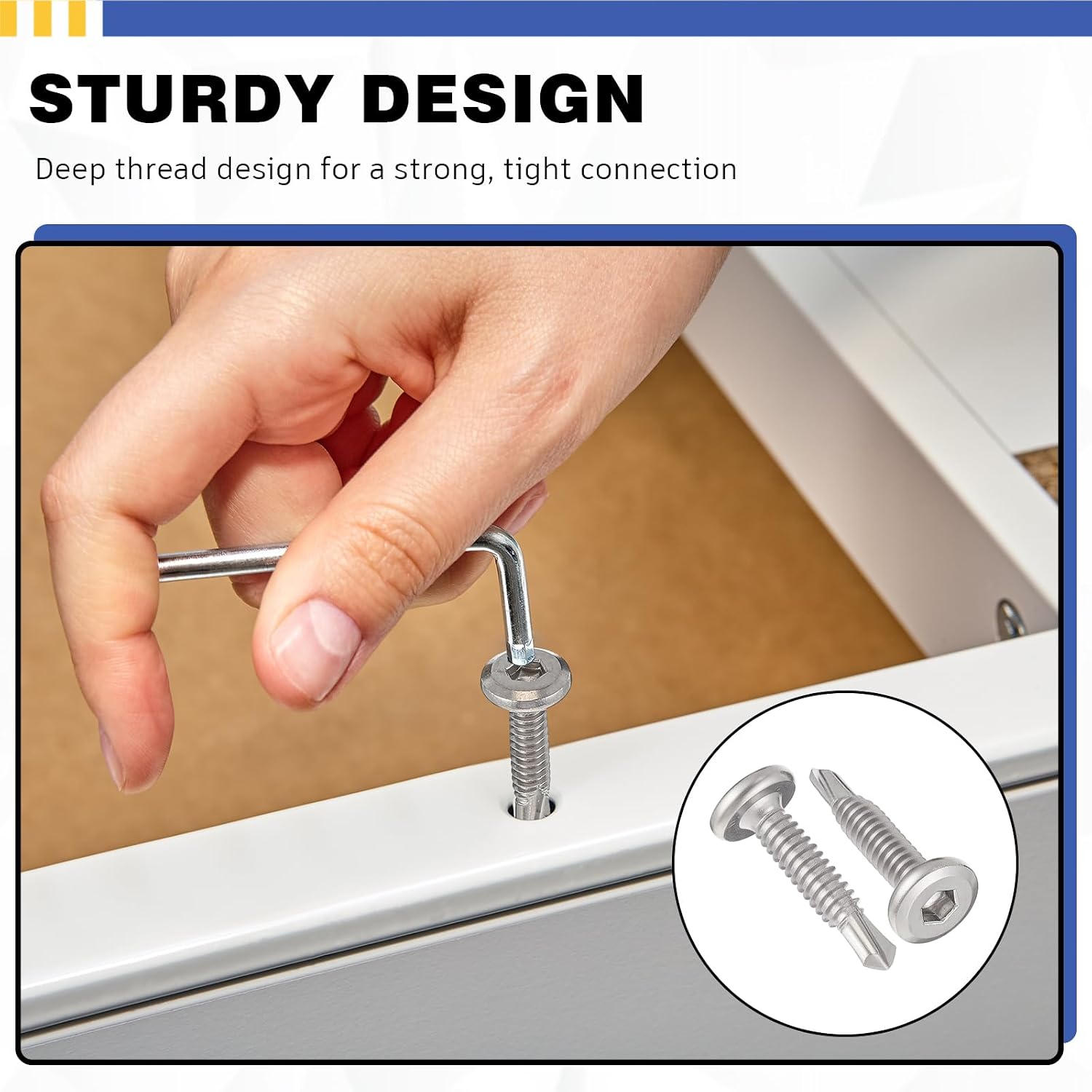 200 Pcs #12 x 1 Hex Socket Self Tapping Screw 410 Stainless Steel, Silver, Flat Head High-Strength Fast Sheet Metal Drilling Screws for Metal Plastic Wood