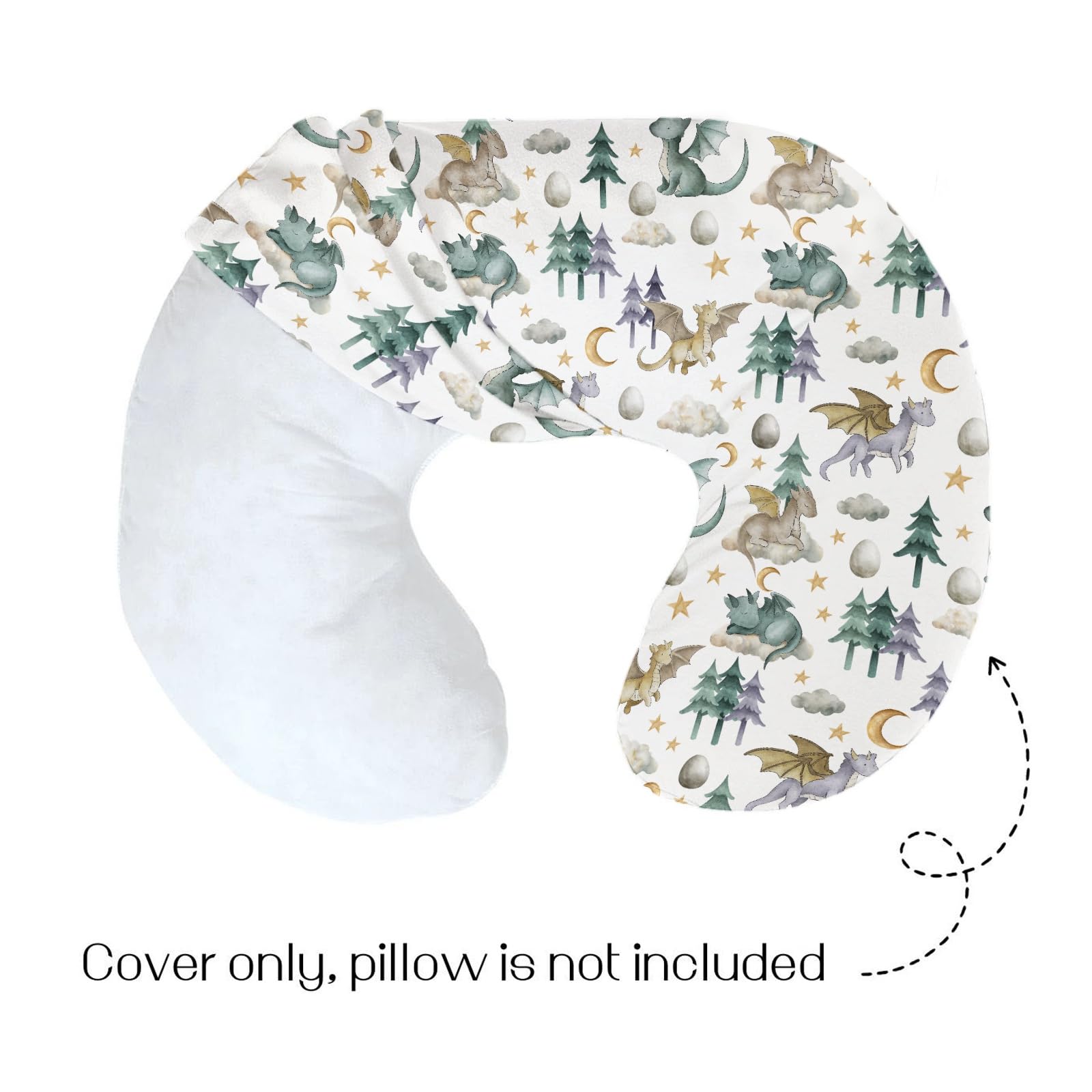 HawSkgFub Funda de almohada de lactancia con diseño de cuento de hadas de dragón para bebés, nube, luna, estrella, dragones, huevo, funda de almohada de lactancia para recién nacidos, solo funda
