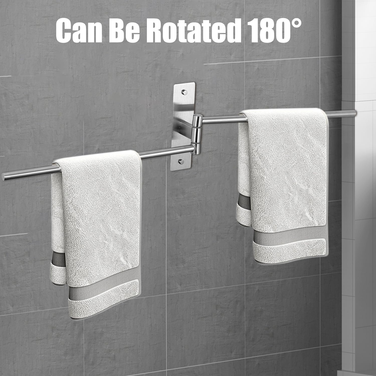 Porte-Serviettes Pivotant Mural 5-Arm, Porte-Serviettes Fold, 180°Rotatives Sèche-Serviettes Pour Salle De Bain Cuisine - Bricolage