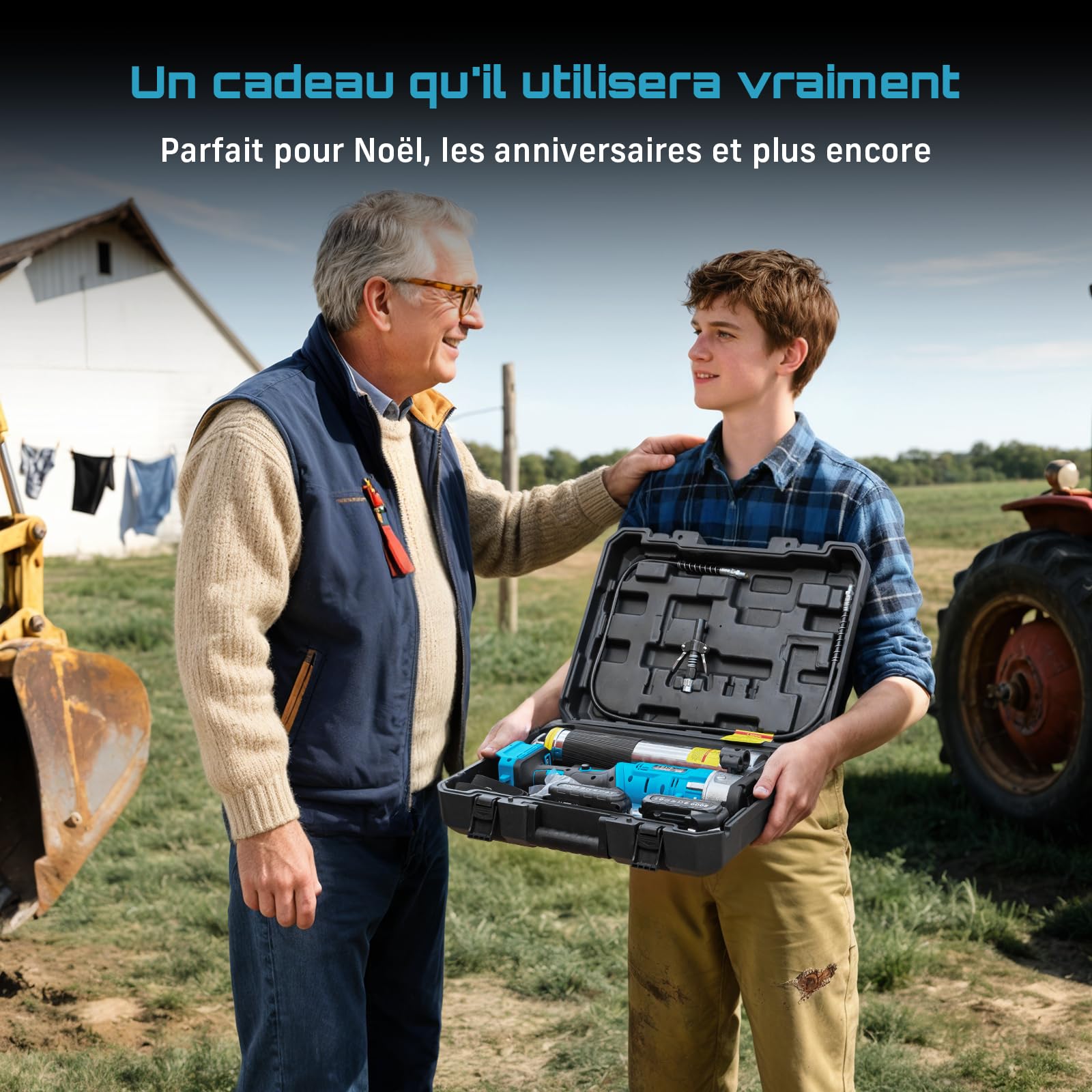 Seesii Pompe à Graisse Innovante 2 en 1: Pompe a Graisse Electrique à Haut Rendement de 5,3 oz/Min 12000 PSI avec 2 * Batteries 2,0Ah et Chargeur, Pistolet à Graisse Facile à Utiliser