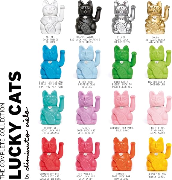 Maneki Neko Gatto Portafortuna Giapponese con Zampa Mobile Figurina Dipinta a Mano Decorazione Casa Ufficio Ingresso Idea Regalo Fortuna Prosperità Felicità Feng Shui (ROSSO VIOLACEO, M (10x6x15cm)) - 5