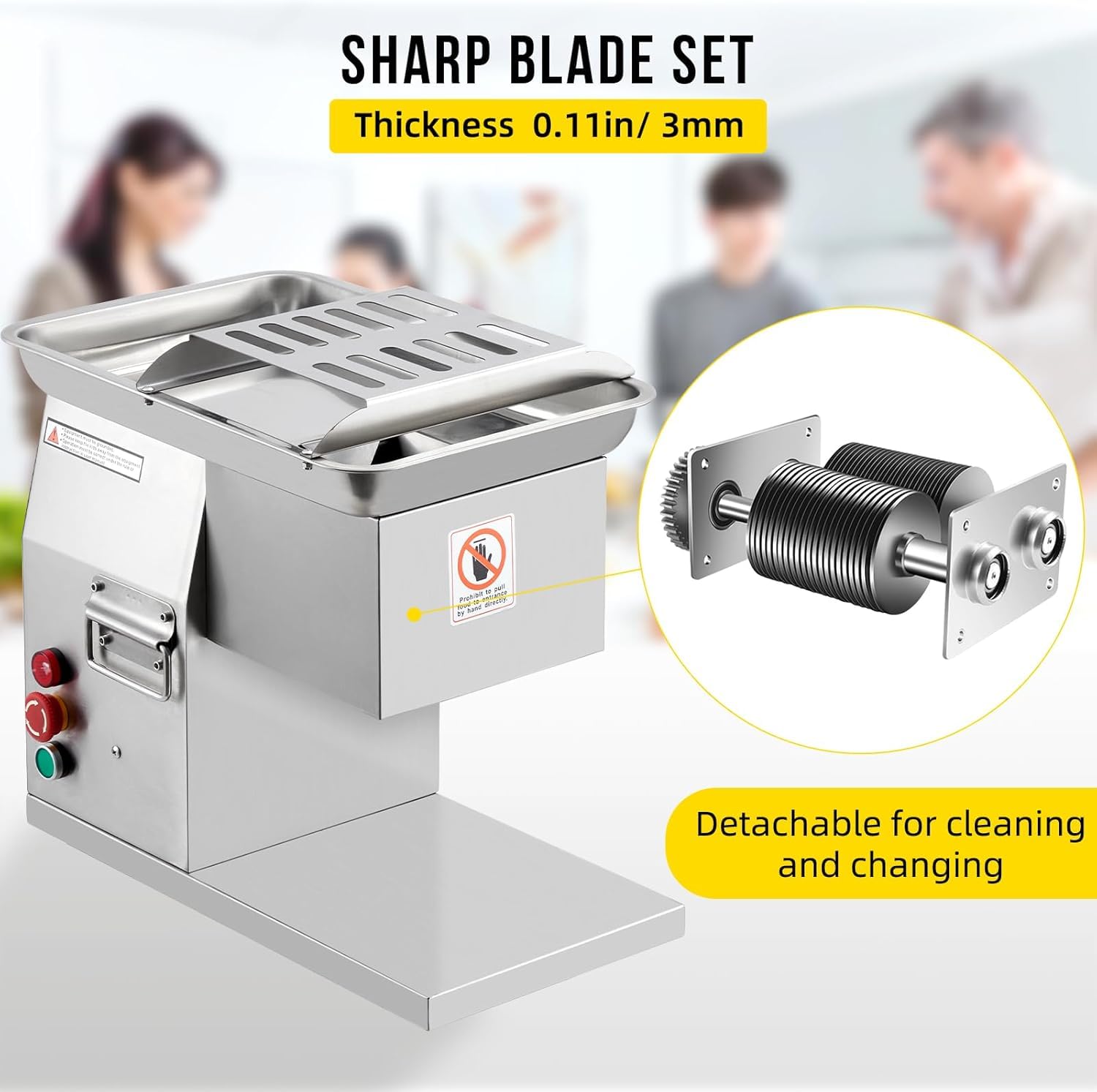 Commercial Meat Slicer With 800W High-Power Pure Copper Motor, 3mm Detachable Stainless Steel Blade, 110v Meat Cutter for Kitchen Restaurant Supermarket