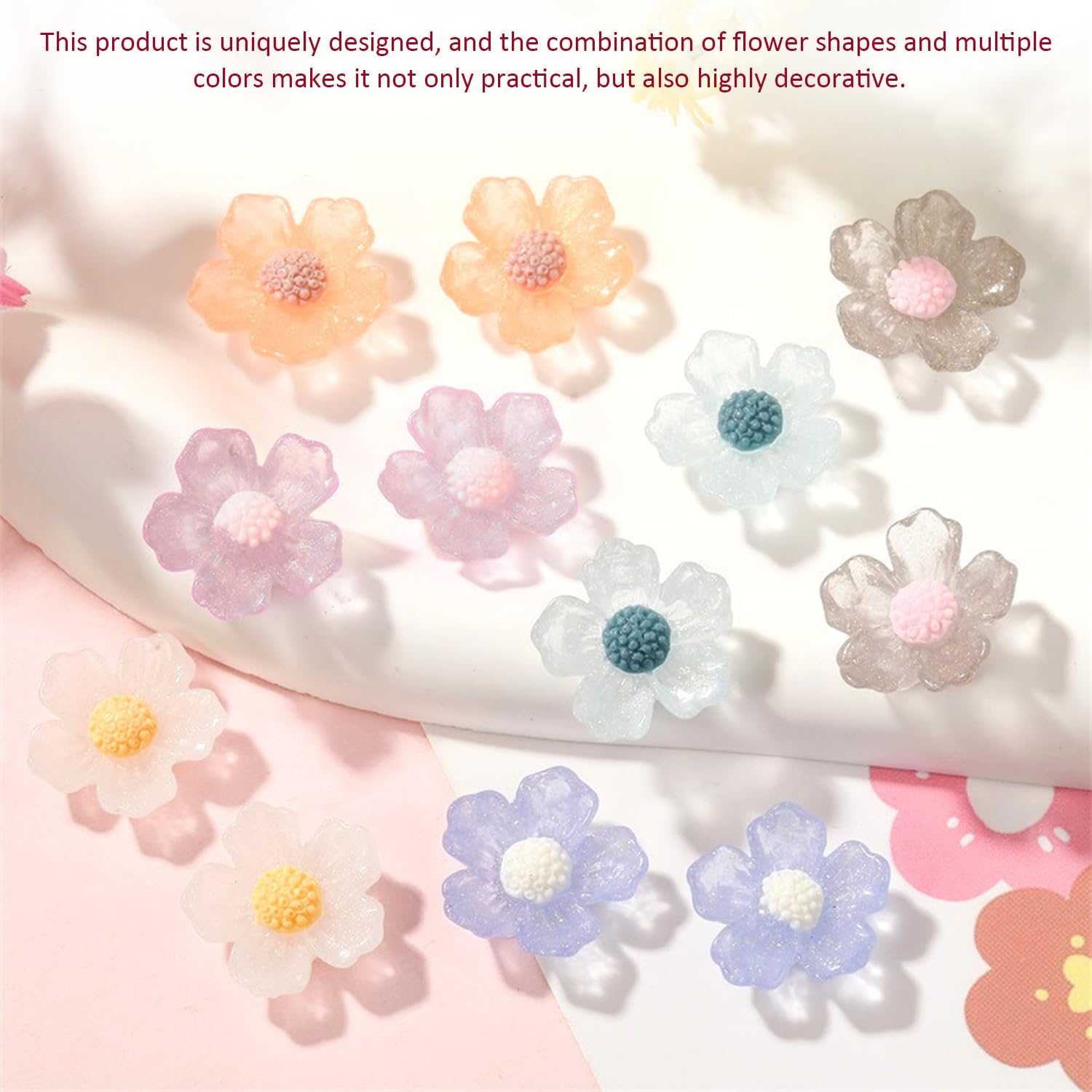40 Flower Pins, Cute Pins, Creative Pins, Decorative Pins, Bulletin Board Pins, Photo Wall Pins, Pink - Image 4