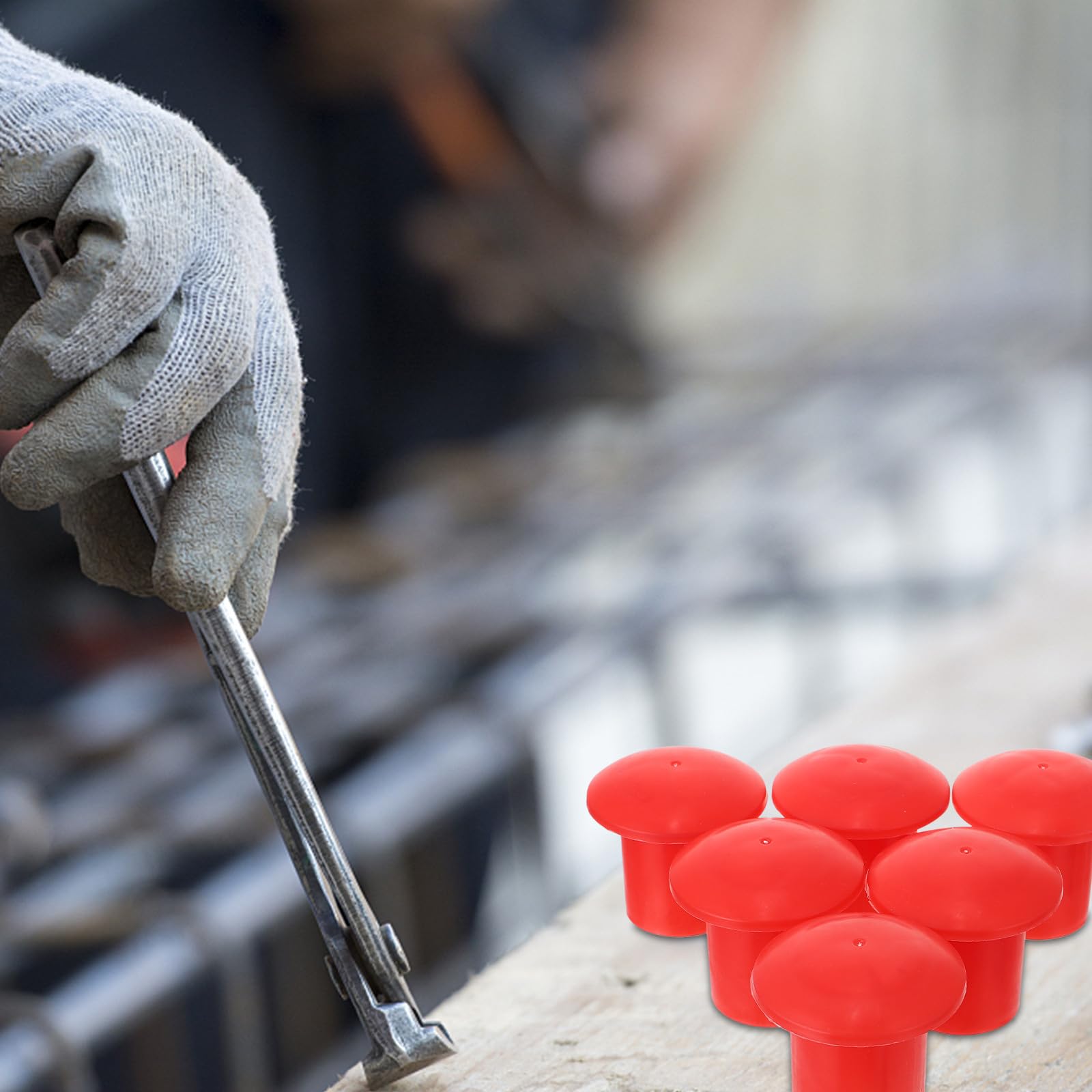 Tapas Protectoras de Plástico Rojo Alta Visibilidad y Resistencia Compresión 30 Forma de Hongo para Varillas de Refuerzo para Construcción Segura