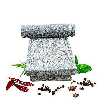 EZAHK Ammikallu, Grinding Stone, Hand Grinder, SIL Batta Large Size for Kitchens(12 in) Grey