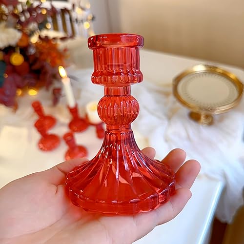 Miniatura 7 de Portavelas de cristal, portavelas cónico a rayas, juego de 6 candelabros para centros de mesa, decoración del hogar, bodas, festivales y fiestas