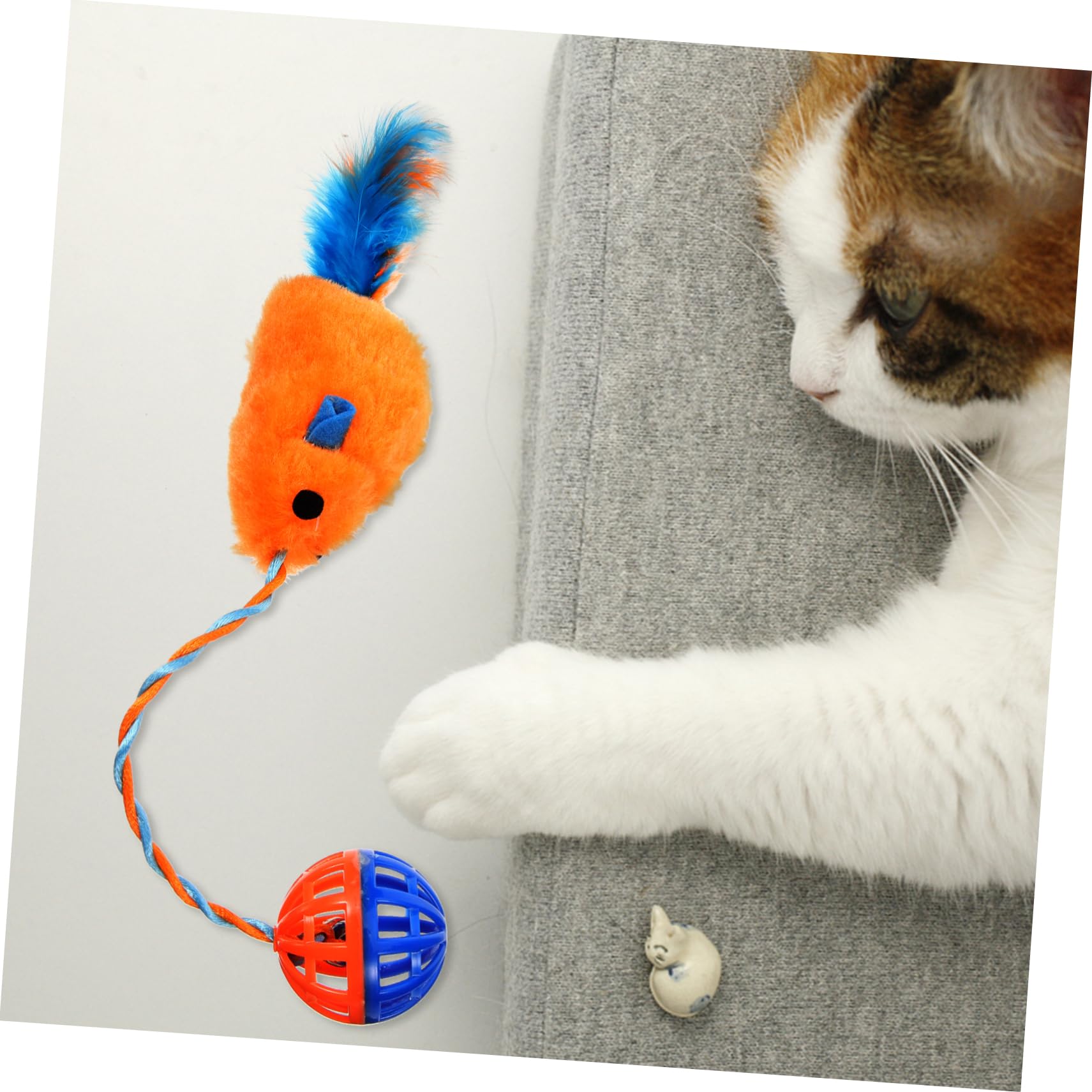 SUPVOX Jouet Souris Chat Interactif avec Clochette Intégrée en Plastique Orange, Balle à Mâcher Résistante, Jouet D'entraînement pour Chaton D'intérieur, Stimulation Mentale et Activité