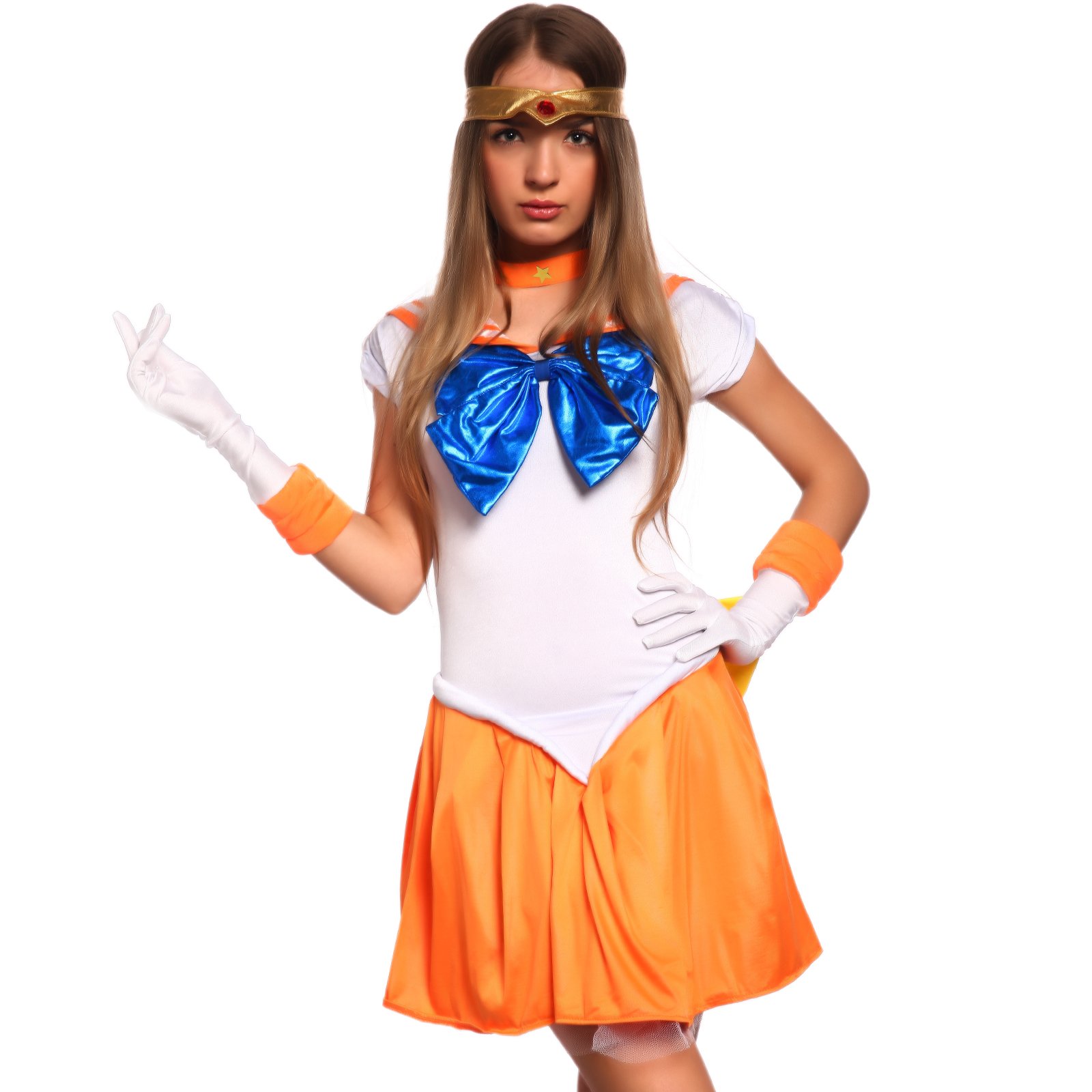Sailormoon Sailor Moon Venus Uranus Costume Cosplay Uniform Fancy Dress Outfit & Gloves
