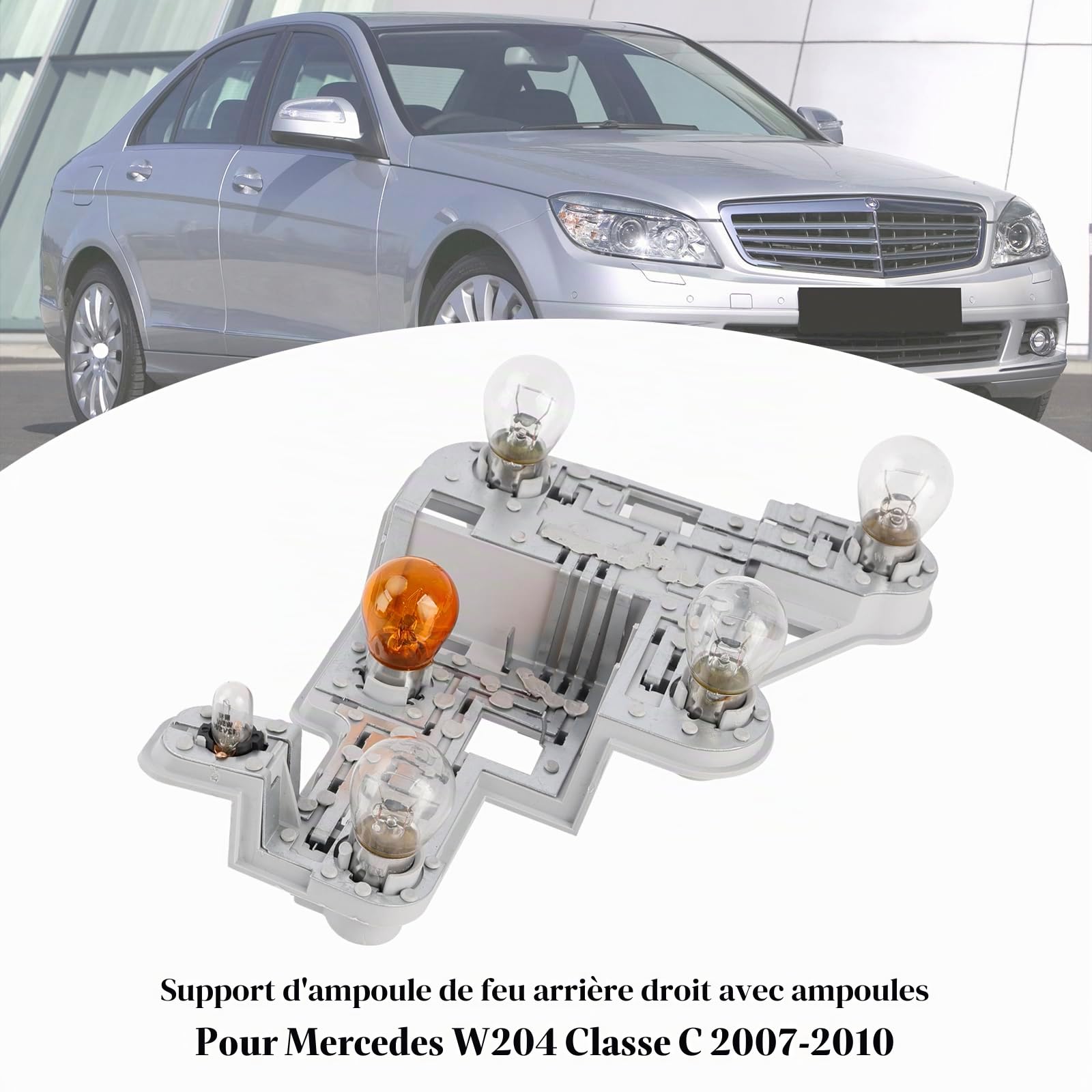 Support d'ampoule arrière droit avec ampoules pour Mercedes Classe C W204 Berline 2007–2010, remplacement des feux arrière halogènes, A2048201600 2048201600