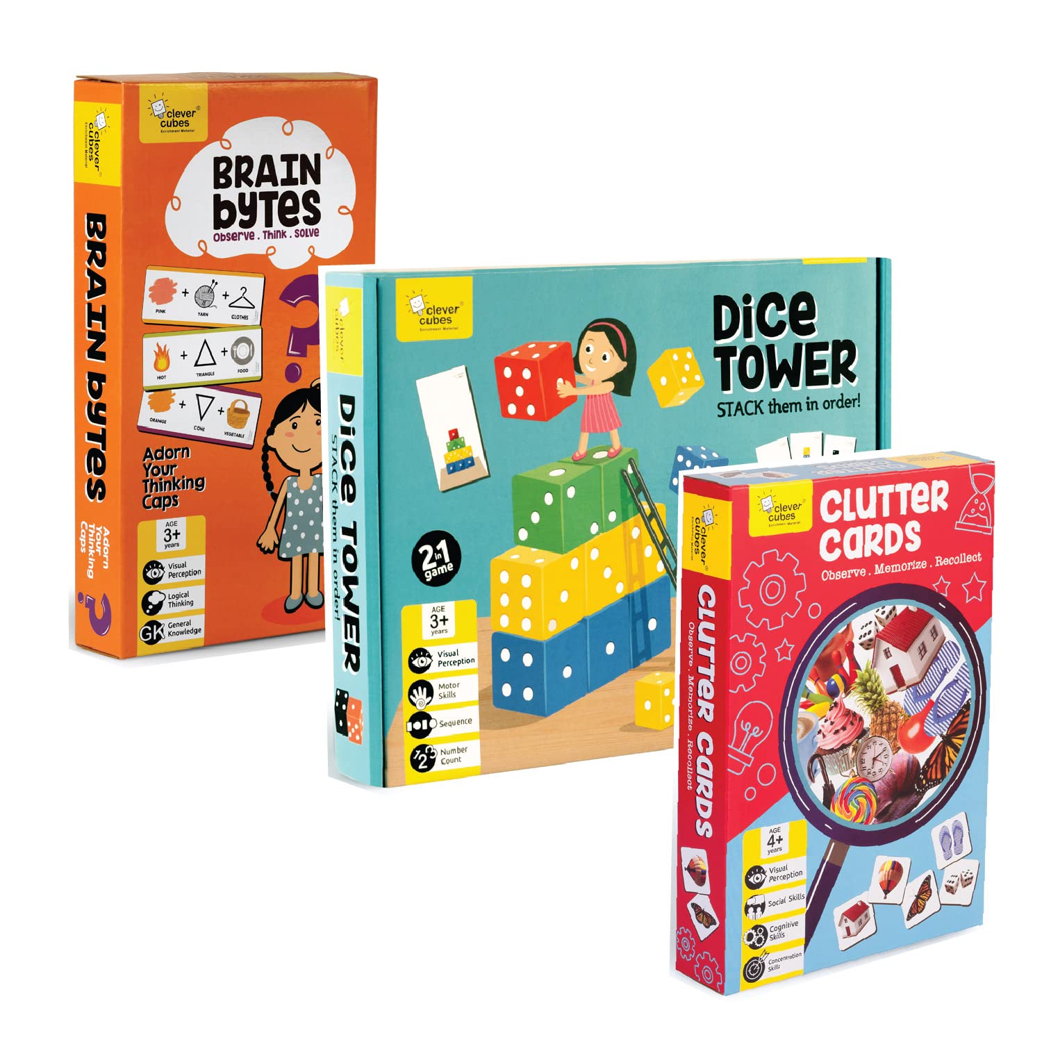 Clever Cubes EDUPACK: Preschool Games: Pack of 3 Games: Games for Kids: Birthday Return Gift: Activity Games (B09YNJX9W3) Amazon Price History, Amazon Price Tracker
