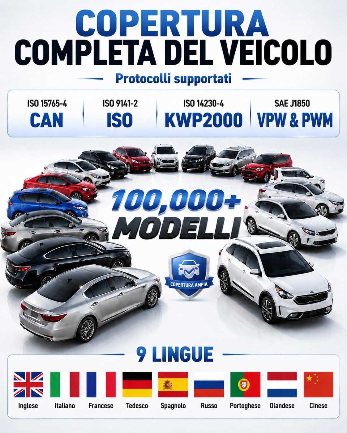 KONNWEI KW681 - Valigia diagnostica auto 2 in 1, lettore OBD2 diagnostico auto con tester batteria auto 6 V/12 V, test batteria CCA/SOH/SOC, compatibile con veicoli Benzina | Diagnosi del veicolo