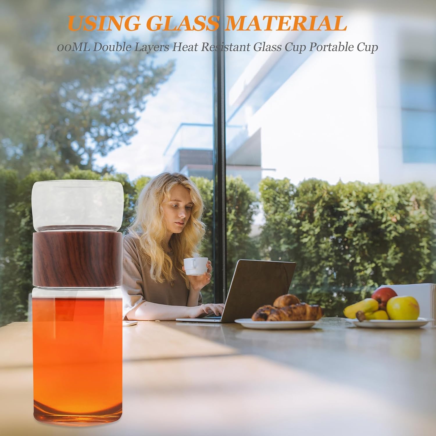 VICASKY Ml Heat Resistant Glass Tea Bottle with Infuser for Travel