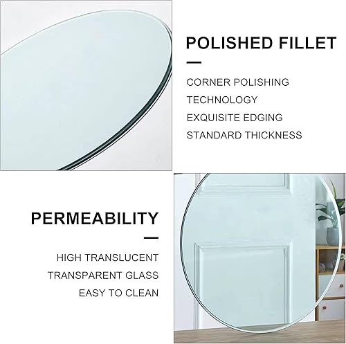 Miniatura 2 de Mesa redonda de cristal, 38 pulgadas de grosor, con borde de lápiz templado, tapa de vidrio pulido de 30 pulgadas, adecuada para mesa de comedor,