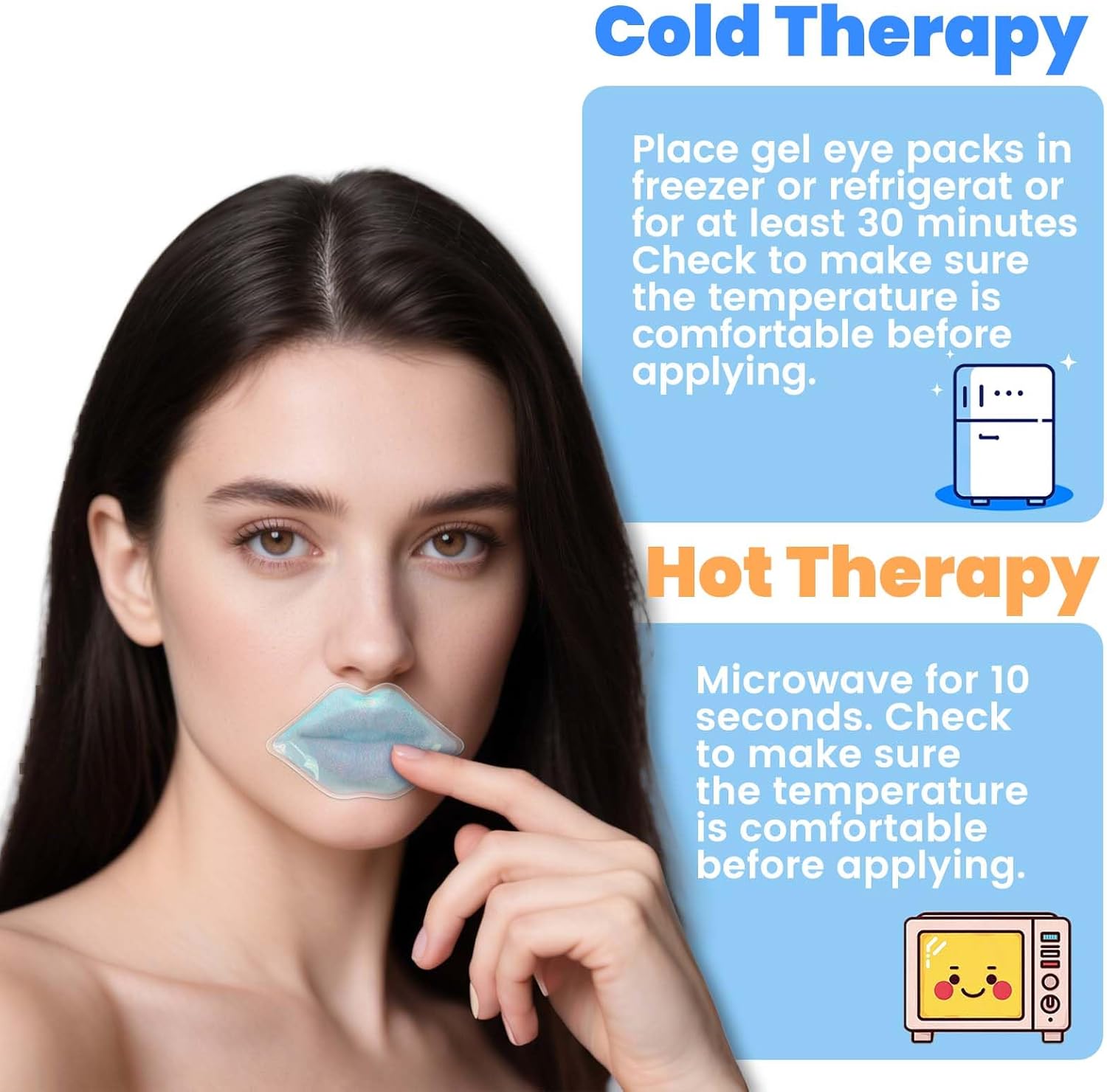 40Pcs Reusable Lip Ice Pack, Cold Compress for Lip Care, Pain Relief, Swelling Reduction and Soothing After Treatments