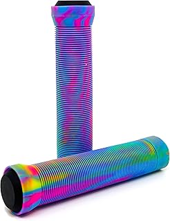 Team Dogz Mixed PU Soft Rubber Flangeless Handlebar Grips For Stunt Scooters, Bikes, MTB, BMX etc With Bung Ends. Long 150mm with 22mm Internal Diameter For Standard & Oversized Bars