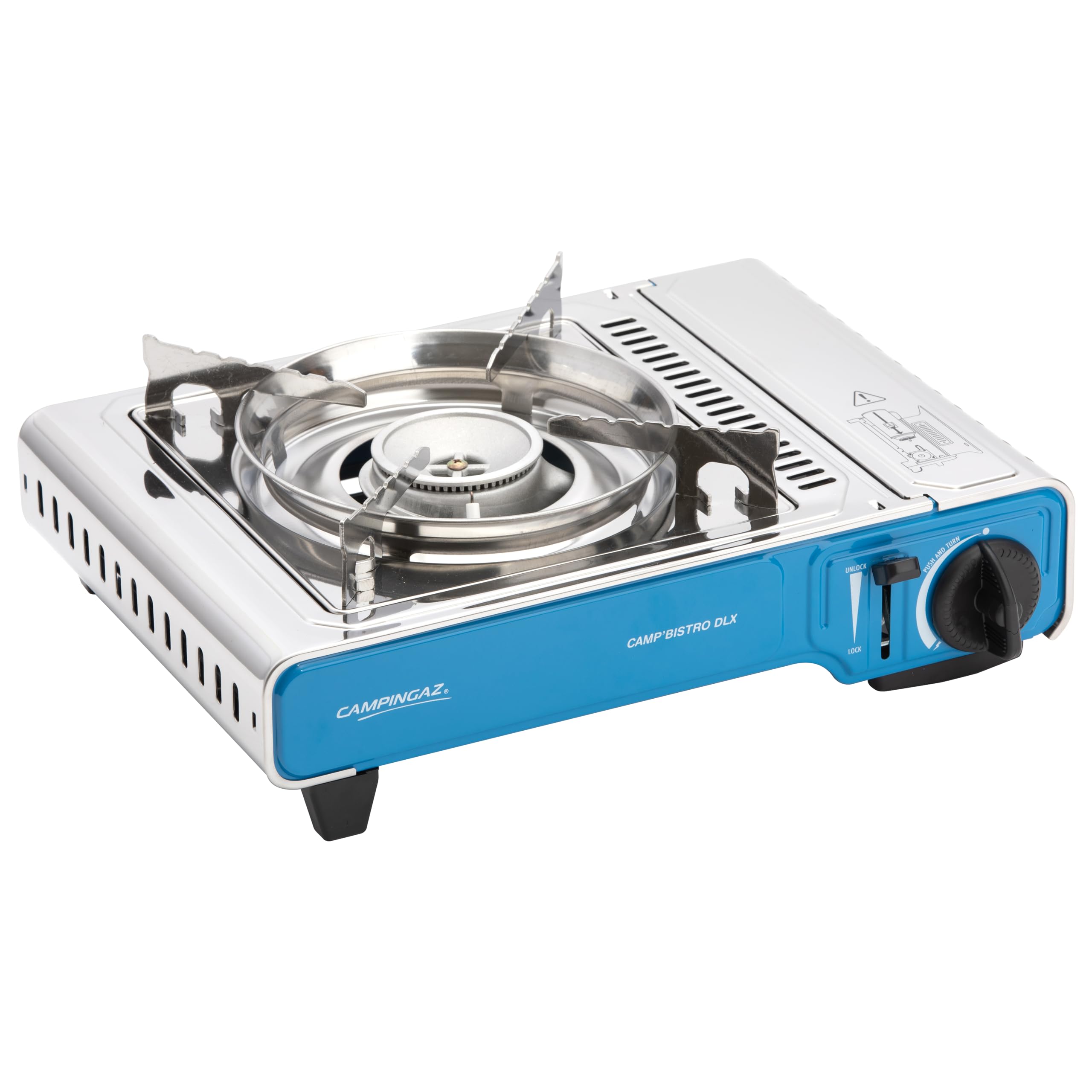Campingaz Xpert 200 LS Gas Barbecue | Barbacoa con Carro y Ruedas, Piedra Volcánica y Tapa con Termómetro – 2 + 1 Quemadores | 8.2 kW + 2.1 kW, Negro