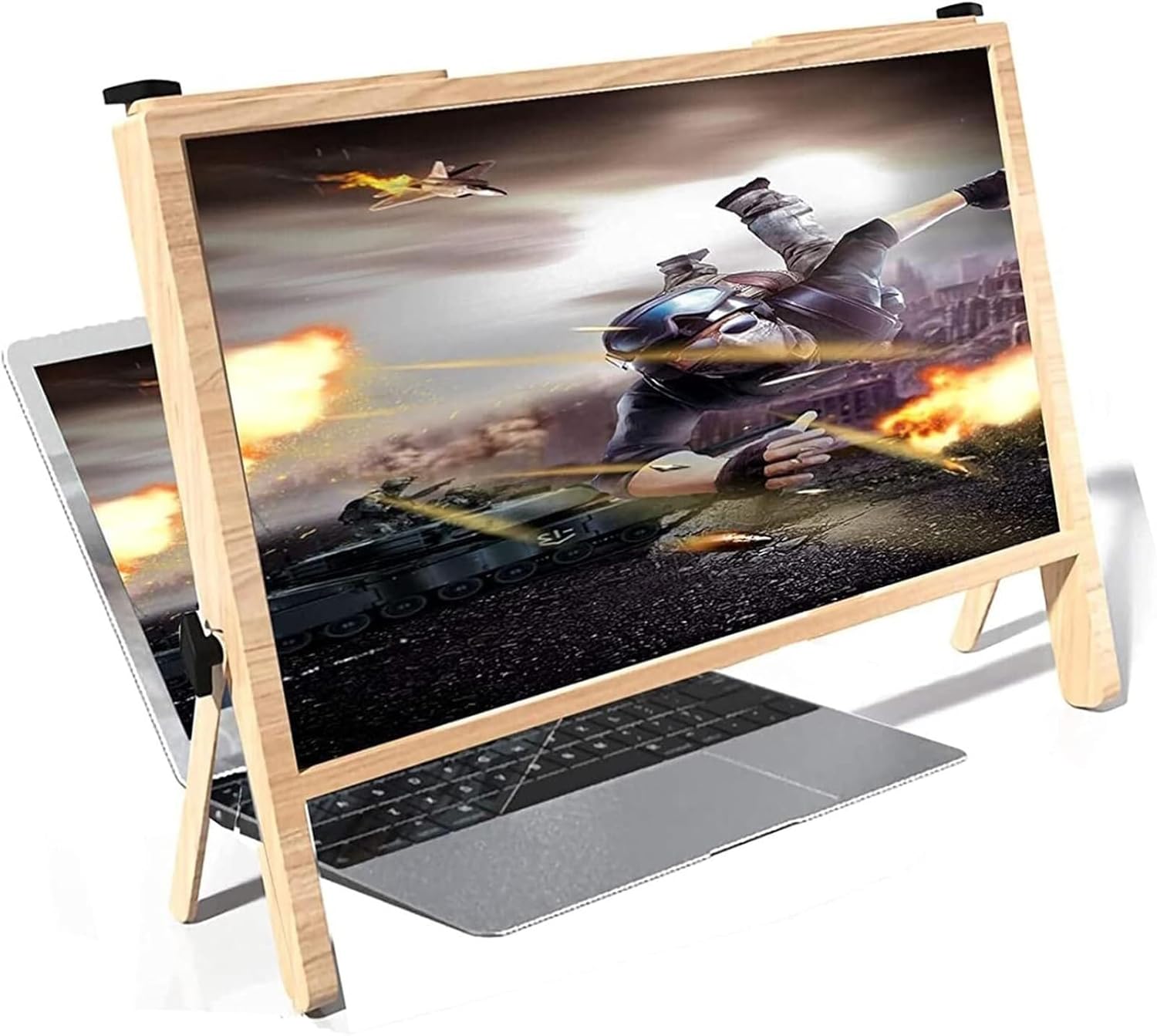 MDybf Laptop Screen Magnifier, 3D Foldable Computer Laptop Phone Holder Stand Physical Magnifying Glass, Phone Screen