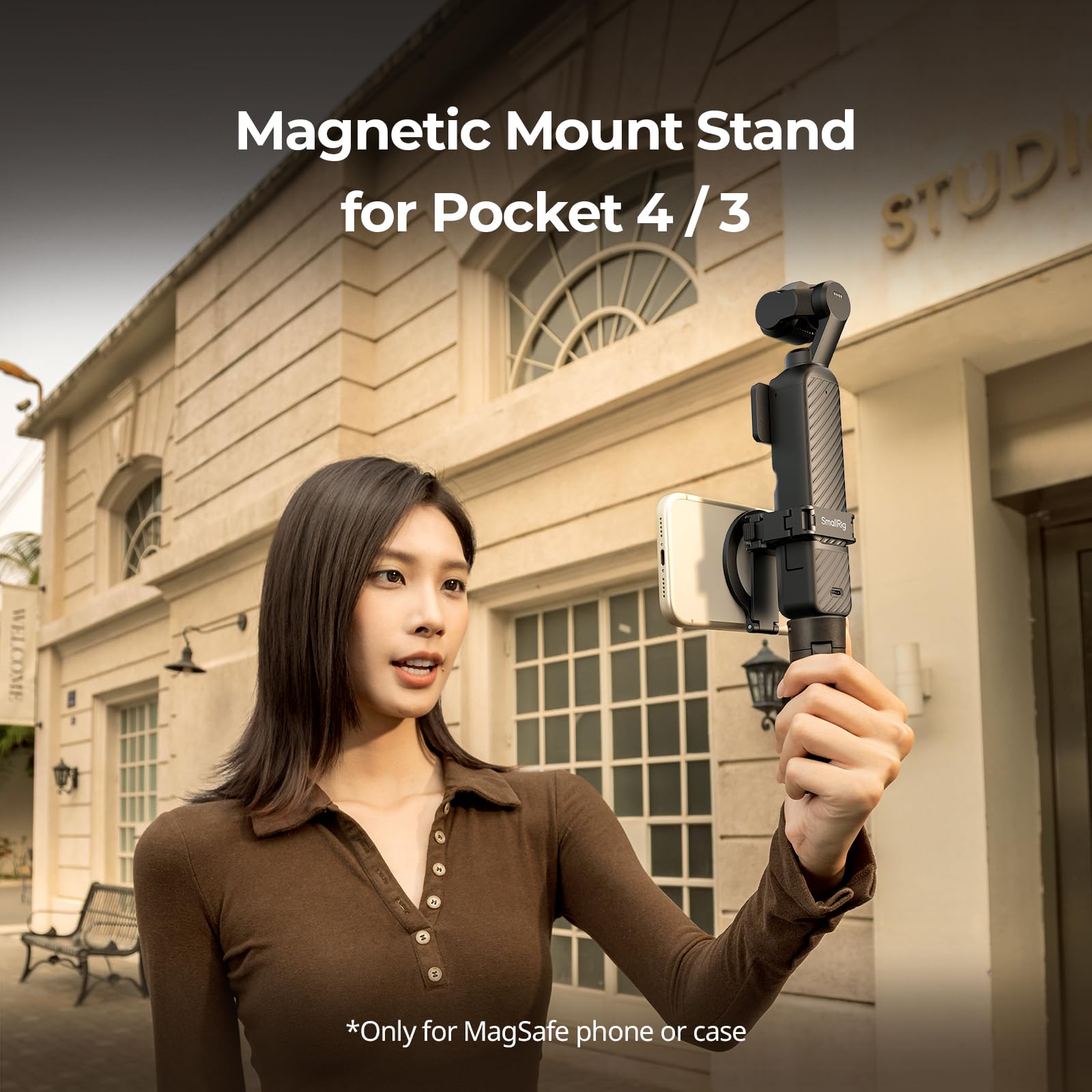 SMALLRIG Gabbia magnetica per DJI Osmo Pocket 4/3, adattatore di espansione in lega di alluminio con interfaccia a sgancio rapido bidirezionale, anello magnetico regolabile per cellulare – 6004