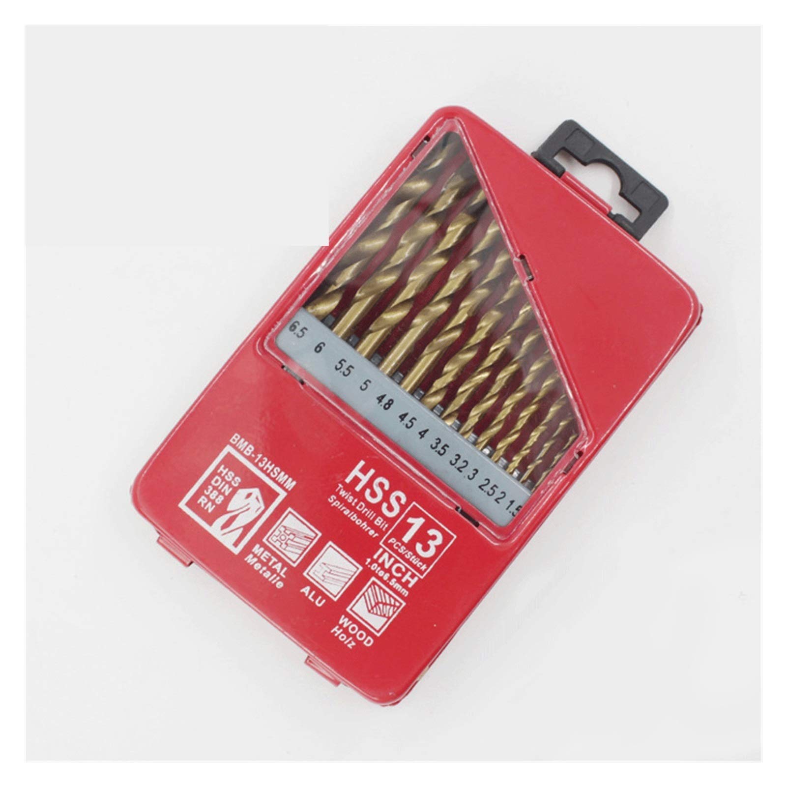 Brocas Juego de Brocas 13/19/25PCS 1.0~13mm HSS Juego de Brocas recubiertas de Titanio para Metal Carpintería Perforación Herramientas eléctricas Accesorios en Caja de Hierro (Color : 13pcs)
