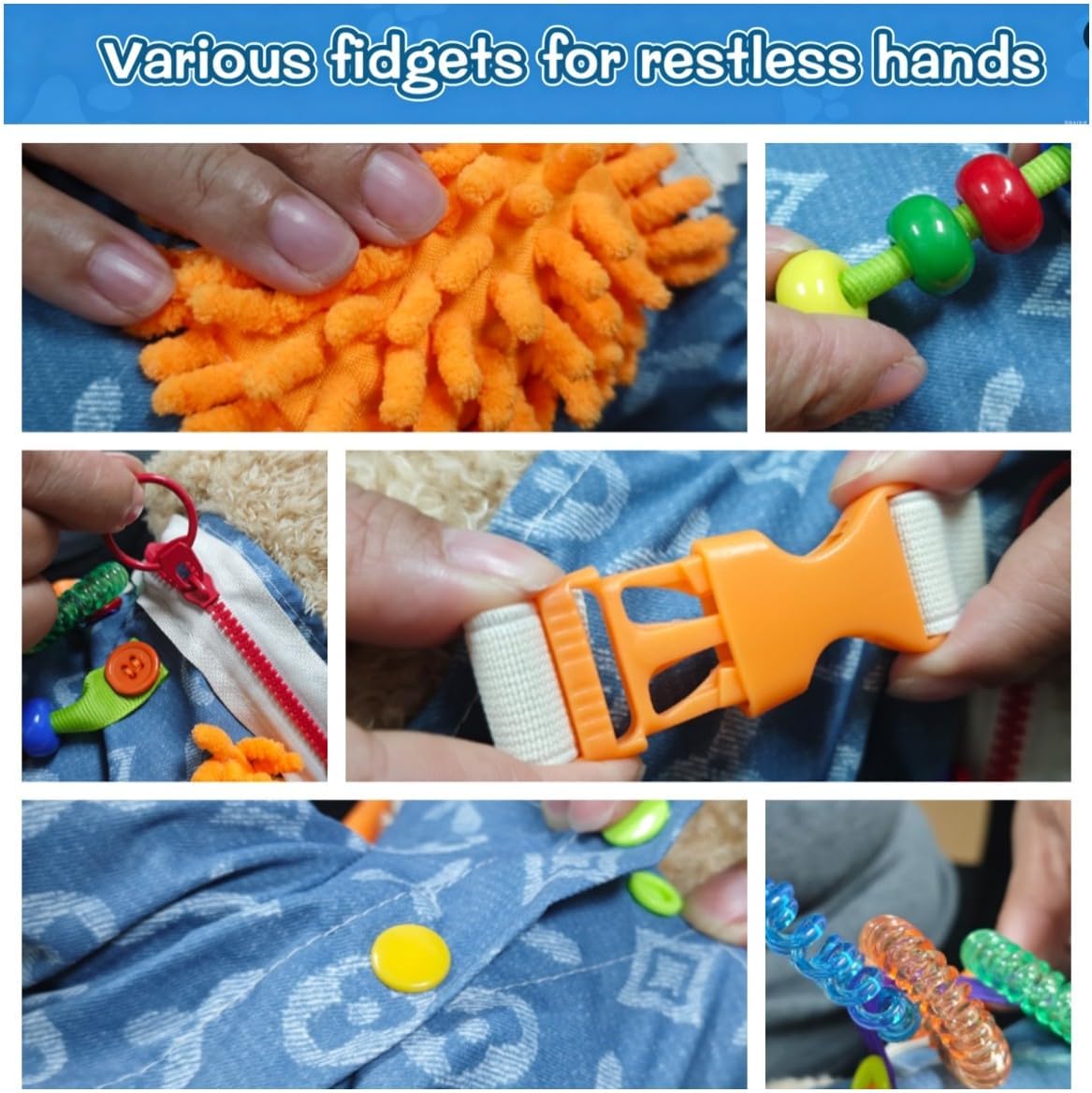 Fidget Sensory Dog Blanket for Adults,Dementia/Alzheimers Fidget Toys