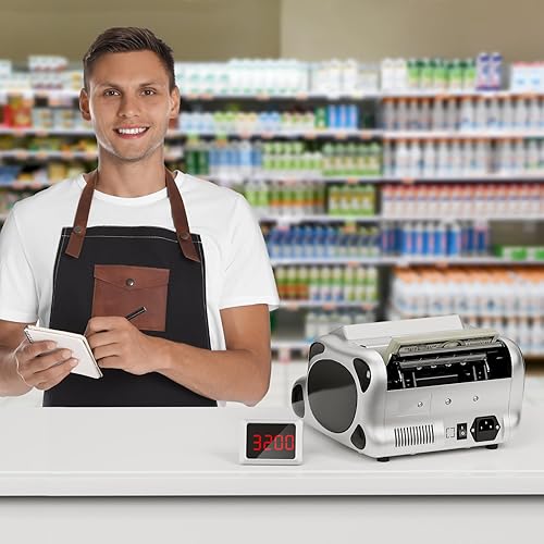 Miniatura 8 de Aocktobar Máquina de contador de dinero, contador de valor, dólar, contador de billetes de detección de falsificaciones de efectivo Euro UVMGIRDD