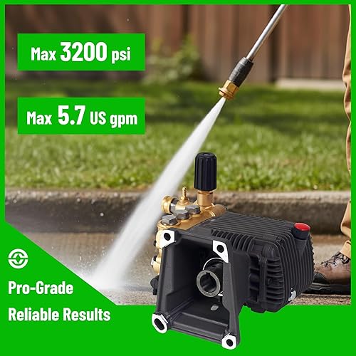 Miniatura 6 de Canpump Bomba de lavado a presión CF 3257 G - 3200 PSI, 5.7 GPM, eje de 1 pulgada, descargador horizontal, triplex, descargador externo - Bomba de