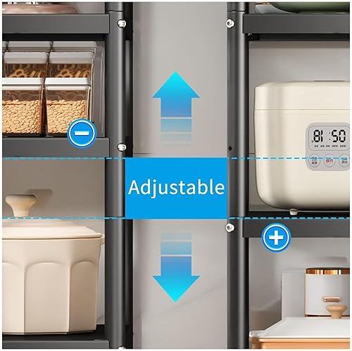 Miniatura 5 de Estantes de almacenamiento de cocina, estantes de metal ajustables para almacenamiento de despensa con ruedas rodantes, estante de almacenamiento