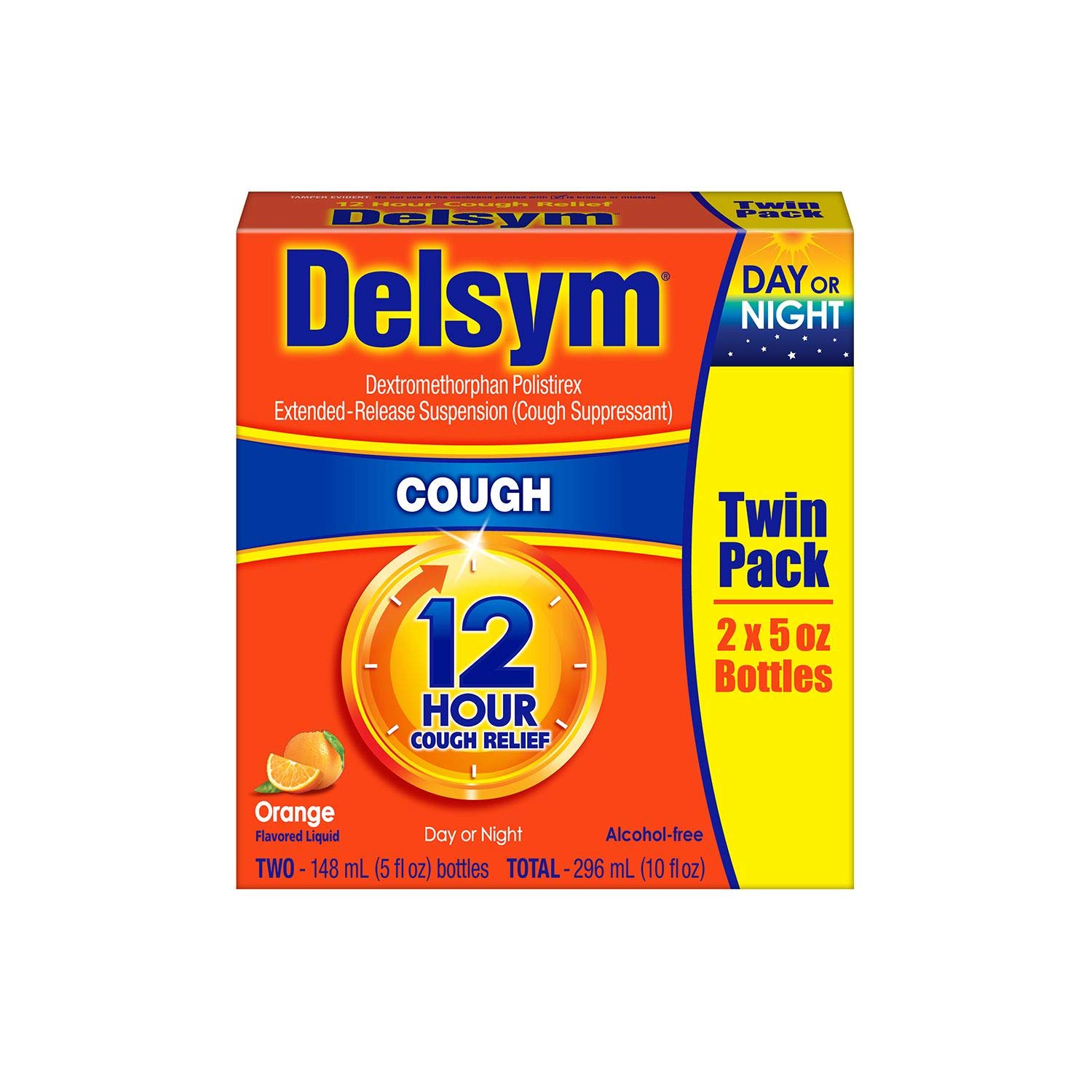 COS 20 Twin Pack Delsym Adult Liquid Cough Suppressant 12 Hour Cough Relief DAY