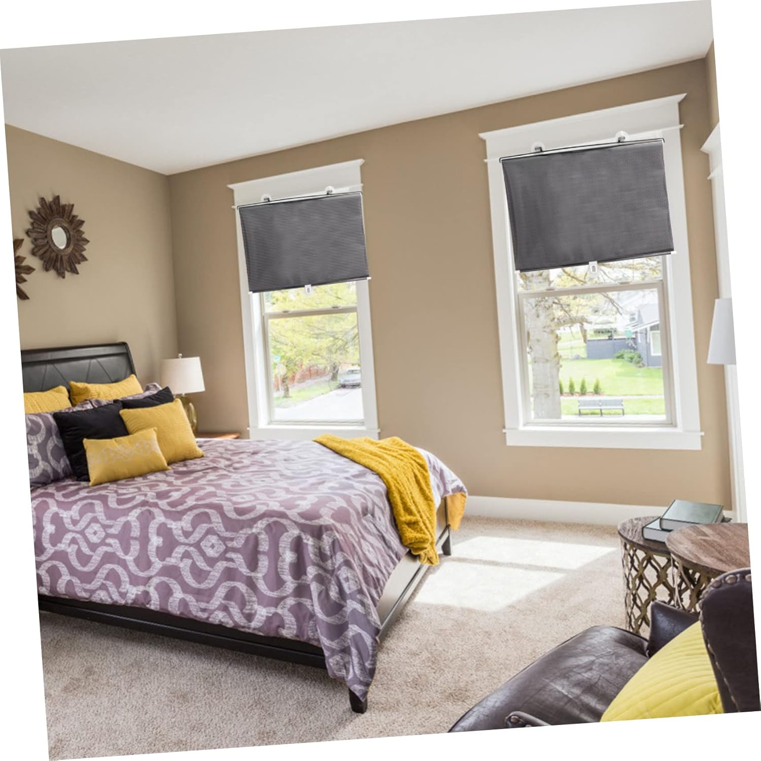 Blackout Exterior Roller Shade Blind Shade Temporary Blinds - Perforated Balcony Suction Cup Sunshade Blackout Curtain for Window Door Punch- Balcony Sunshade