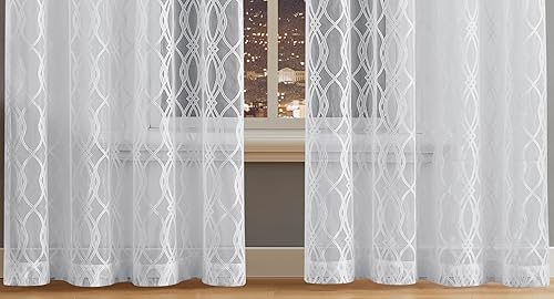 Miniatura 10 de Warm Home Designs Cortinas modernas para sala de estar o dormitorio. Cortinas negras transparentes de 63 pulgadas de largo con diseño geométrico