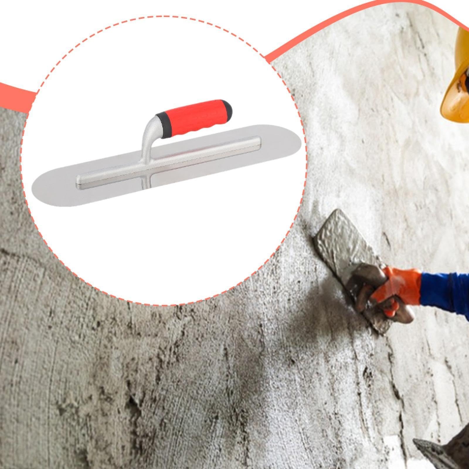 Gralara Cazzuole a Testa Tonda, Frattazzo per Finitura in Acciaio Inox Lucidato a Specchio, Frattazzo per Rasatura per Cartongesso per Rivestimento Di Calcestruzzo, Stucco, Intonaco, 40 Cm X 10 Cm