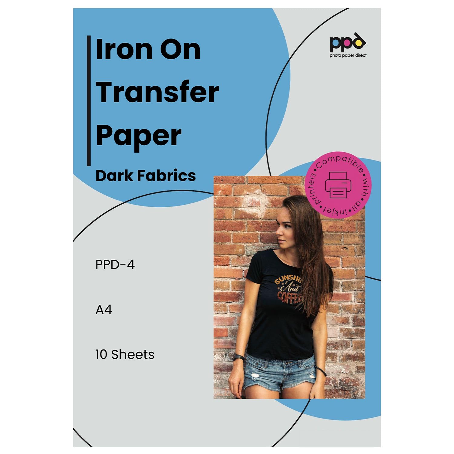 PPDInkjet Premium T Shirt Transfer Paper A4 for Dark Fabric x 10 Sheets PPD-4-10