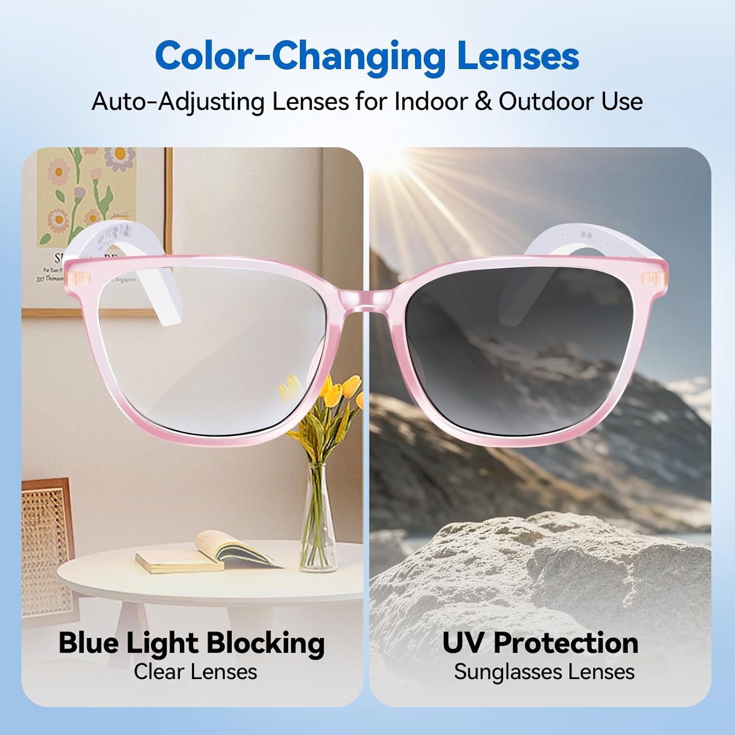 AI Smart Glasses for Men & Women – Powered by ChatGPT, Real-Time Translation, Bluetooth Glasses with Photochromic Lens, Music & Hands-Free Calling, UV & Blue Light Protection, Thin Temples - Image 7