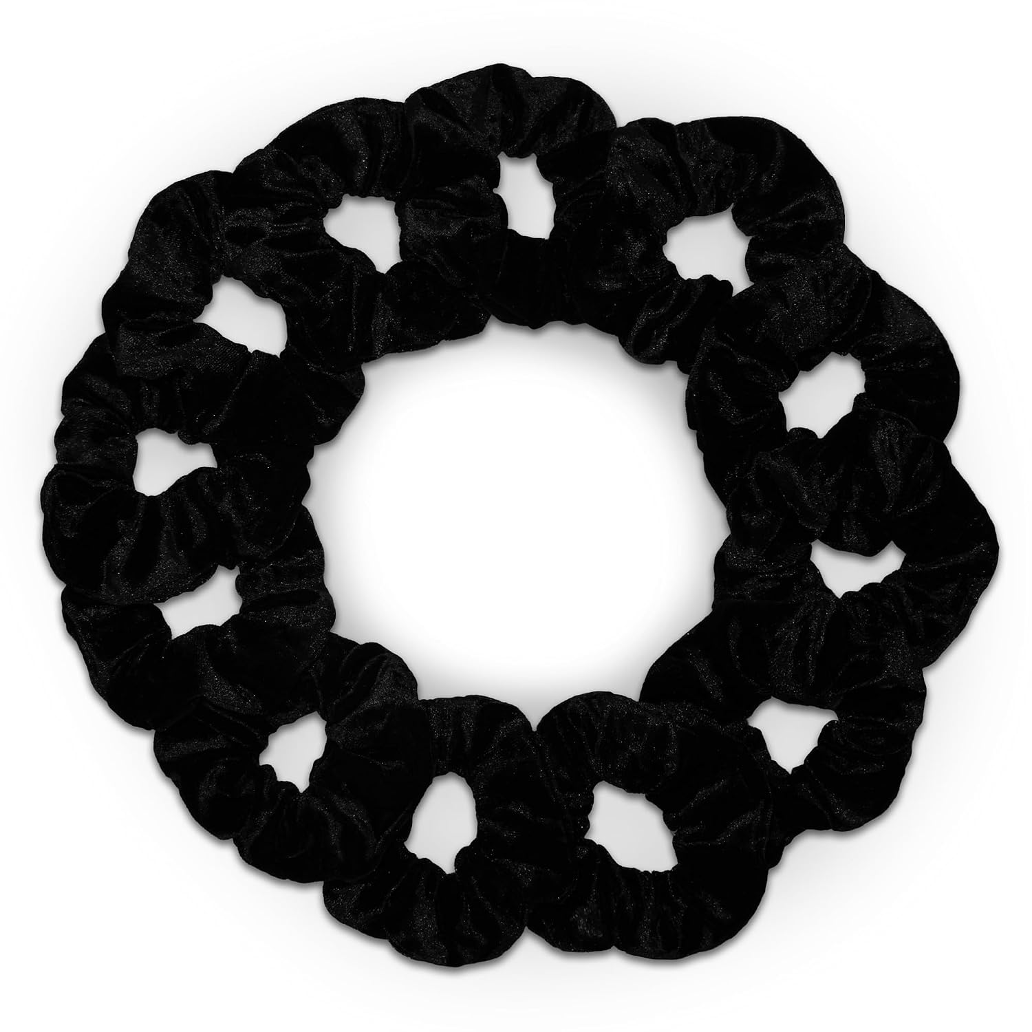 Premium Velvet Scrunchies for Women - Classic Black Hair Ties