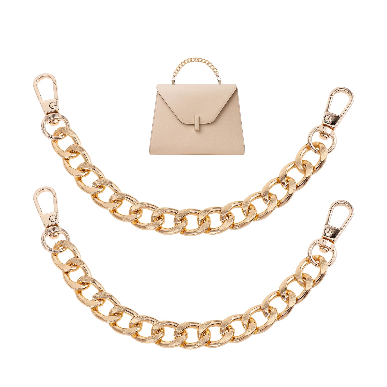 1 Psc Premium Gold Purse Chain, 2 PCS 7.9 Inch Purse Chain Charm Golden Wallet Chains Metal Purses Strap Extender Replacement for Handbags Shoulder Bags Clutches Crossbody Bags-image-27