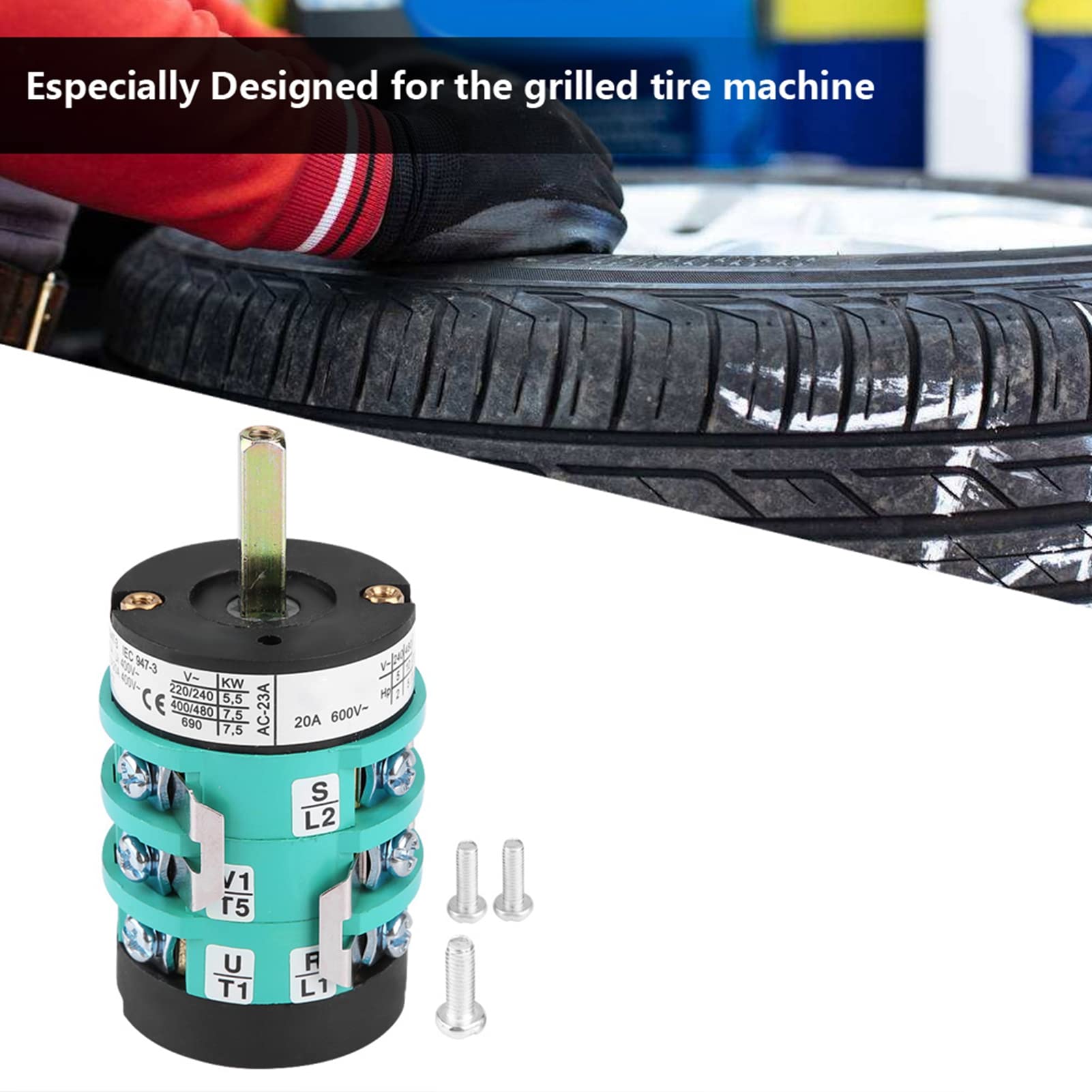 Klanata 20A Universal Metal Tire Changer Machine Switch, Pedal Control for Motor Forward Reverse and Turn Table Operation (B)