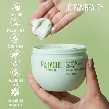 Pistache Skincare Pistachio Oil Whipped Body Butter Cream | Rich Moisturizer for Dry Skin with Vitamin E & Antioxidant Protection | The Boyfriend Body Butter, 8 oz