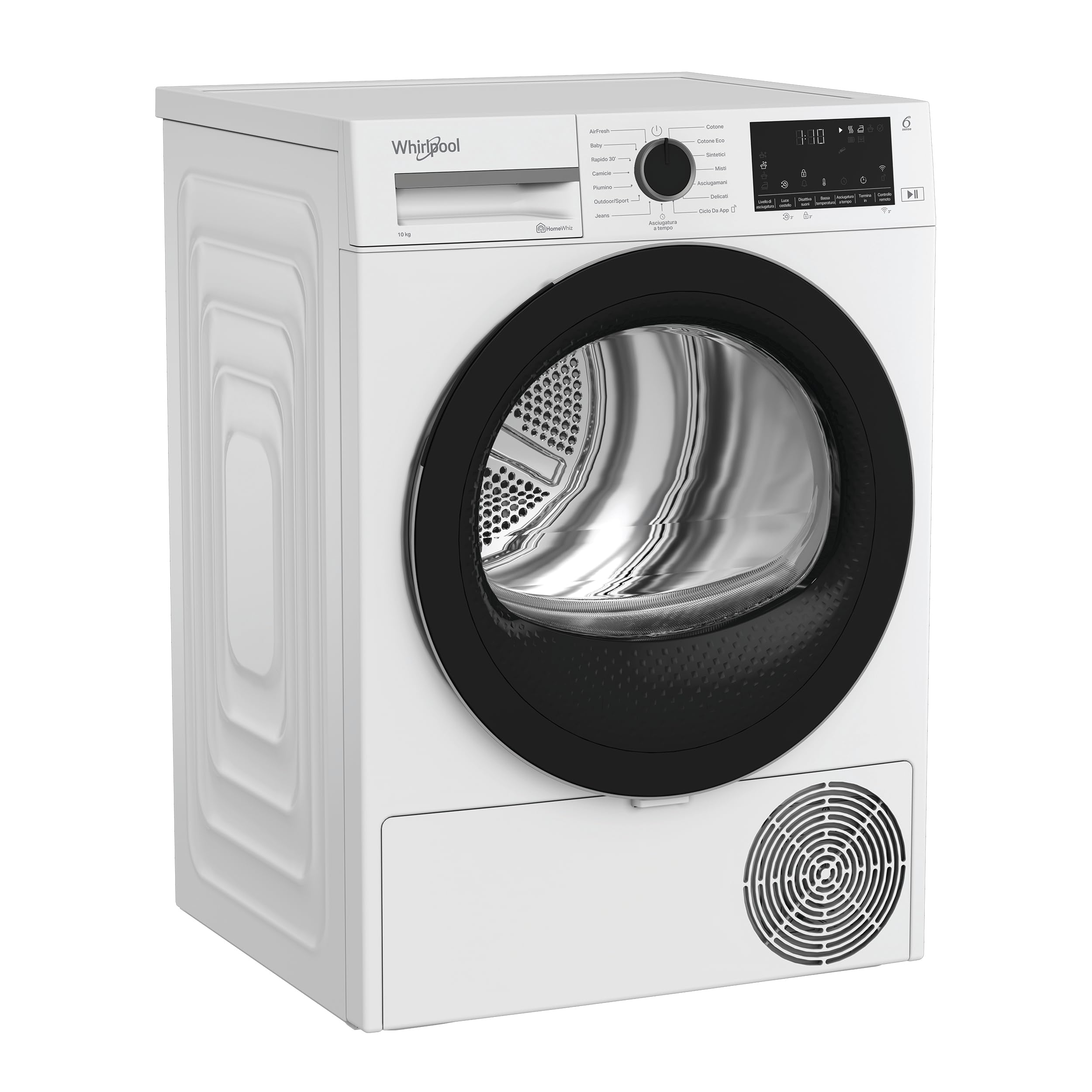 Whirlpool C WD 103M WBS IT – Asciugatrice 10 Kg A Pompa di Calore, Libera Installazione, Classe D, 6° SENSO, Adaptive Dry, Irontouch, Scarico Diretto, Opzione Luce Cestello. 84,6 x 59,8 x 60,7 cm