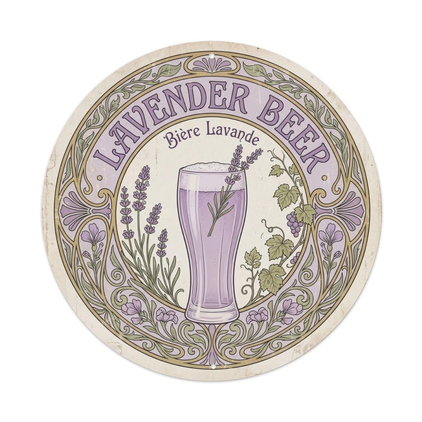 Heritage Lavender Beer Tavern Culture Farmhouse Brew Metal Tin Sign