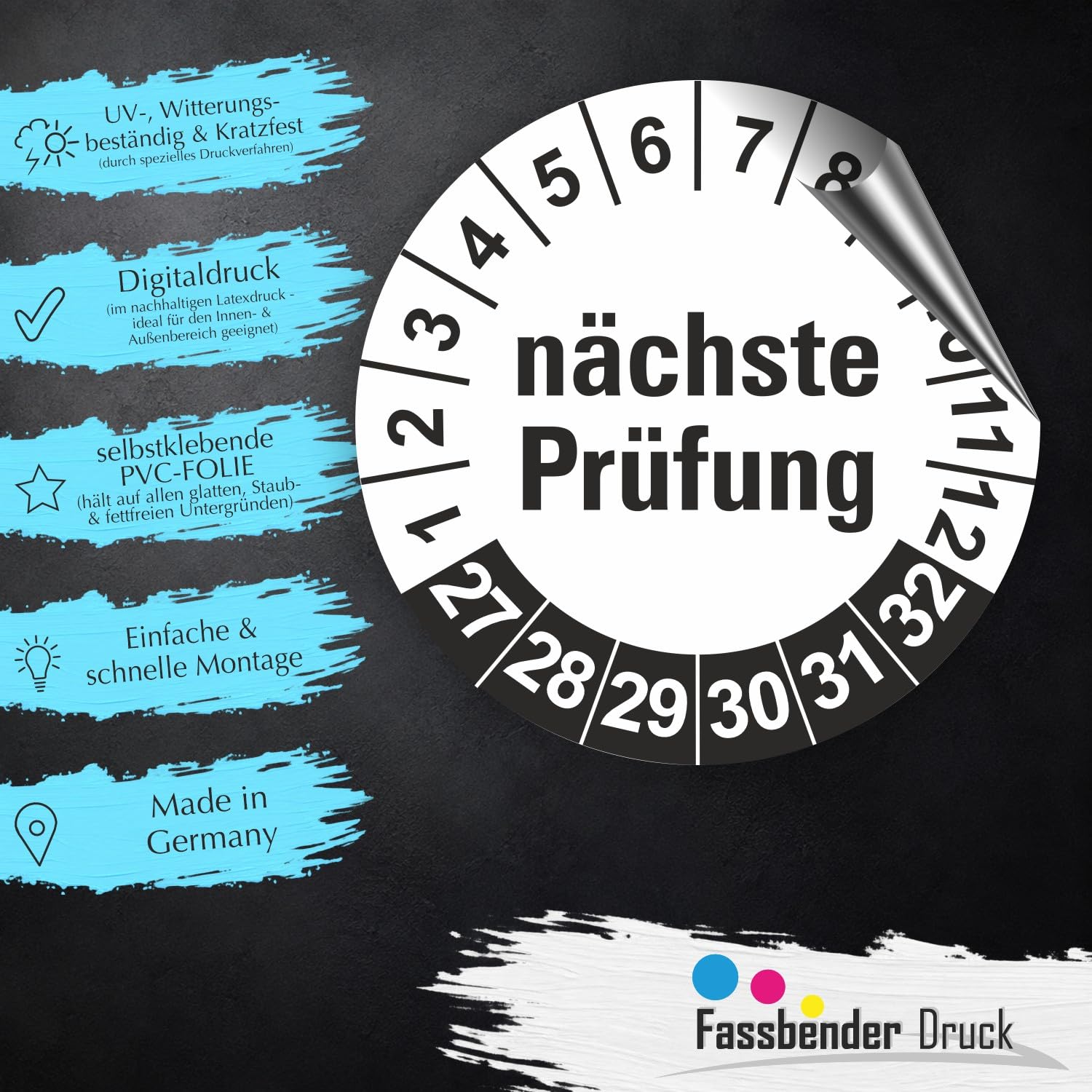 Hochwertige Prüfetiketten NÄCHSTE PRÜFUNG Ø 20mm - Selbstklebende PVC-Folie - Wartungsetiketten für Prüfung - Prüfplakette für Prüfungsnachweis (500 Stück)