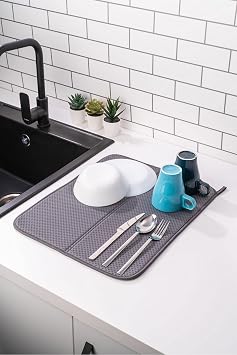 Bula k Mat  S per Emici Bula k Kurutma  rt s  45X36Cm Katlanabilir Bula k Mat  Antrasit Gri 35 X 45