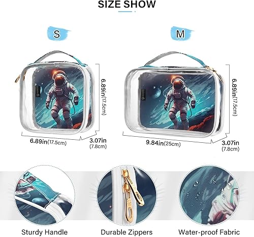 Miniatura 4 de Moon Astronaut Clear Toiletry Bag for Traveling,2 Pack Makeup Cosmetic Bag with Zipper,Travel Bag for Toiletries,Travel Essentials 21214401