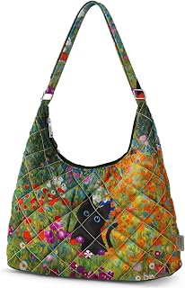 Crossbody Quilted Puffer Hobo Bag for Women with Zipper Closure | Roomy 10.6-inch Laptop-friendly Interior, Multi-pockets, Adjustable Shoulder Strap, Lightweight, Bouble-sided printed